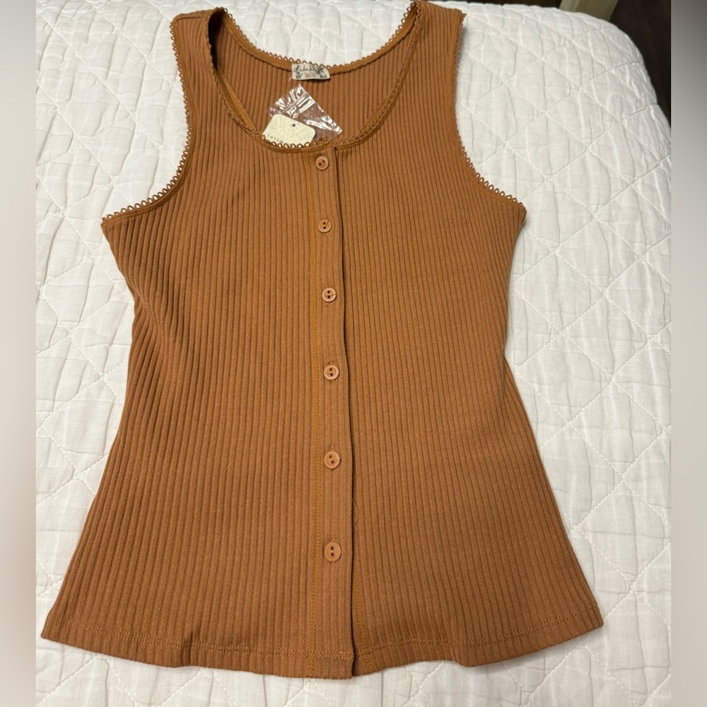Free people brown button down tank